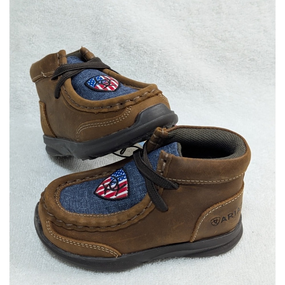 Ariat Toddler size 4, Boy's Lil Stomper USA Brown leather Shoes , A443001602-04